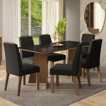 Conjunto Sala de Jantar Tampo de Vidro 6 Cadeiras Siena Madesa