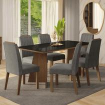 Conjunto Sala de Jantar Tampo de Vidro 6 Cadeiras Siena Madesa
