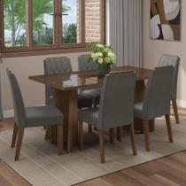 Conjunto Sala de Jantar Tampo de Vidro 6 Cadeiras Sintra Madesa Conjunto Sala de Jantar Tampo de Vidro 6 Cadeiras Sintra Madesa