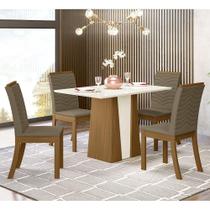 Conjunto Sala De Jantar Tampo Mdf Canto Reto 120 Cm 04 Cadeiras Dulce Henn Nature Off White E Bege Conjunto Sala De Jantar Tampo Mdf Canto Reto 120 Cm 04 Cadeiras Dulce Henn Nature Off White E Bege