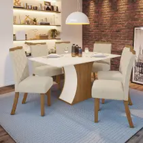 Conjunto Sala de Jantar Tampo MDF Canto Reto 160 Cm 06 Cadeiras Arian Casa 812 Conjunto Sala de Jantar Tampo MDF Canto Reto 160 Cm 06 Cadeiras Arian Casa 812