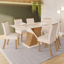 Conjunto Sala de Jantar Tampo MDF Canto Reto 6 Cadeiras Helena Conjunto Sala de Jantar Tampo MDF Canto Reto 6 Cadeiras Helena