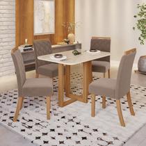 Conjunto Sala de Jantar Tampo Mdf/Vidro 4 Cadeiras Marie