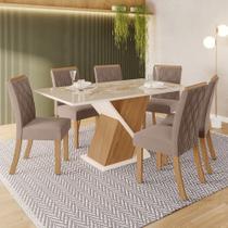 Conjunto Sala de Jantar Tampo MDF/Vidro 6 Cadeiras Helena Espresso Móveis