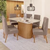 Conjunto Sala de Jantar Tampo MDF/Vidro 6 Cadeiras Mira