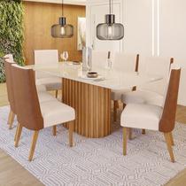 Conjunto Sala de Jantar Tampo Mdf/Vidro 8 Cadeiras Geovana Conjunto Sala de Jantar Tampo Mdf/Vidro 8 Cadeiras Geovana