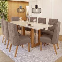 Conjunto Sala de Jantar Tampo Mdf/Vidro 8 Cadeiras Michelle