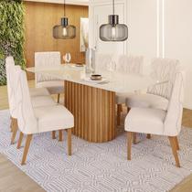 Conjunto Sala de Jantar Tampo MDF/Vidro 8 Cadeiras Mira