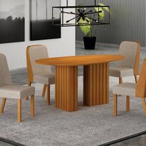 Conjunto Sala de Jantar Tampo Orgânico Mdf 135cm com 4 Cadeiras Isis