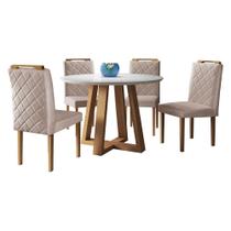 Conjunto Sala de Jantar Topazio 4 Lugares Mesa Redonda 1,2m e 4 Cadeiras Moveis Mix Conjunto Sala de Jantar Topazio 4 Lugares Mesa Redonda 1,2m e 4 Cadeiras Moveis Mix