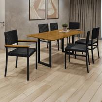 Conjunto Sala de Jantar Tubular 6 Lugares Retangular 160x90 Tampo MDF Mesa Itália Preto Conjunto Sala de Jantar Tubular 6 Lugares Retangular 160x90 Tampo MDF Mesa Itália Preto