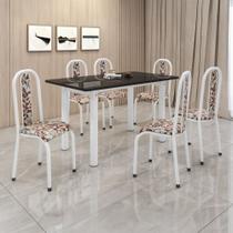 Conjunto Sala de Jantar Tubular 6 Lugares Retangular Mesa Tampo Ardósia Indiano 140x75cm Sofia