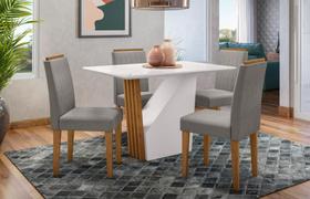 Conjunto Sala de Jantar Veneza 1,20m e 4 Cadeiras Ana Ype/Off White/Animalle Marfim - FdECOR