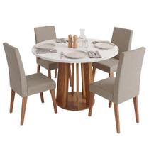 Conjunto Sala de Jantar Veneza Mesa Redonda 0,90m 4 Cadeiras Milano Tampo MDF Amadeirado Bege Viero Conjunto Sala de Jantar Veneza Mesa Redonda 0,90m 4 Cadeiras Milano Tampo MDF Amadeirado Bege Viero