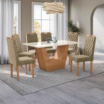 Conjunto Sala De Jantar Verbana Kappesberg 6 Cadeiras Veludo Bege Conjunto Sala De Jantar Verbana Kappesberg 6 Cadeiras Veludo Bege