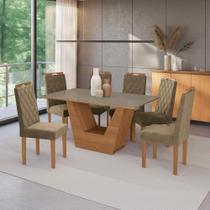 Conjunto Sala De Jantar Verbana Kappesberg 6 Cadeiras Veludo Bege