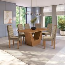Conjunto Sala De Jantar Verbana Kappesberg 6 Cadeiras Veludo Bege