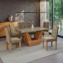 Conjunto Sala De Jantar Verbana Kappesberg 6 Cadeiras Veludo Bege