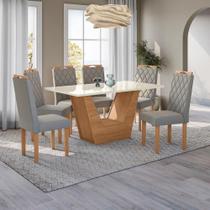 Conjunto Sala De Jantar Verbana Kappesberg 6 Cadeiras Veludo Titanio Conjunto Sala De Jantar Verbana Kappesberg 6 Cadeiras Veludo Titanio