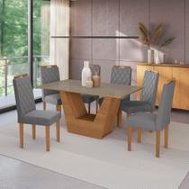 Conjunto Sala De Jantar Verbana Kappesberg 6 Cadeiras Veludo Titanio Conjunto Sala De Jantar Verbana Kappesberg 6 Cadeiras Veludo Titanio