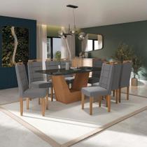Conjunto Sala De Jantar Verbana Kappesberg 8 Cadeiras Veludo Titanio Conjunto Sala De Jantar Verbana Kappesberg 8 Cadeiras Veludo Titanio