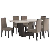 Conjunto Sala de Jantar Viero Vision com vidro 6 cadeiras Isa estofadas Choco