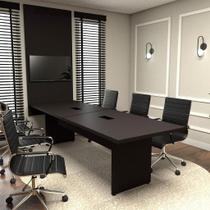 Conjunto Sala de Reunião Mesa 2,70m e Painel para TV Pre F5