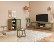 Conjunto Sala Estar Apoio Mesa de Centro Buffet e Rack Charlotte Verde Carvalho/Menta Conjunto Sala Estar Apoio Mesa de Centro Buffet e Rack Charlotte Verde Carvalho/Menta