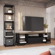 Conjunto Sala Industrial Rack e Estante Preto Placa e Ponto Conjunto Sala Industrial Rack e Estante Preto Placa e Ponto