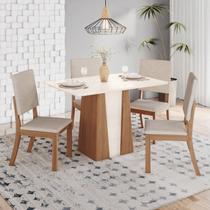 Conjunto Sala Jantar 120 Cm 4 Cadeiras Canto Reto Julia Espresso Móveis