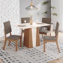 Conjunto Sala Jantar Julia 120 Cm 4 Cadeiras Canto Reto Espresso Móveis