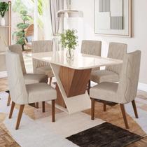 Conjunto Sala Jantar Letícia Mesa 160 Cm Canto Arredondado com Vidro 6 Cadeiras Espresso Móveis Conjunto Sala Jantar Letícia Mesa 160 Cm Canto Arredondado com Vidro 6 Cadeiras Espresso Móveis