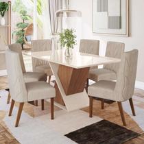 Conjunto Sala Jantar Letícia Mesa 160 Cm Canto Reto com Vidro 6 Cadeiras Espresso Móveis Conjunto Sala Jantar Letícia Mesa 160 Cm Canto Reto com Vidro 6 Cadeiras Espresso Móveis