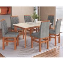 Conjunto Sala Jantar Mesa 160cm Tampo Vidro 6 Cadeiras Joli 160/19 Móveis Zamarchi Conjunto Sala Jantar Mesa 160cm Tampo Vidro 6 Cadeiras Joli 160/19 Móveis Zamarchi