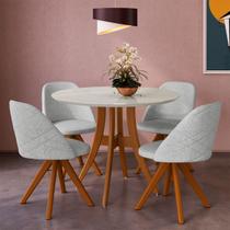 Conjunto Sala Jantar Mesa Redonda + 4 Cadeiras Imbuia/Cinza