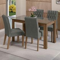 Conjunto Sala Jantar Mesa Vidro 4 Cadeiras Rustic