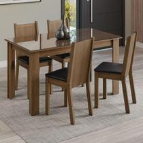 Conjunto Sala Jantar Mesa Vidro 4 Cadeiras Rustic Preto