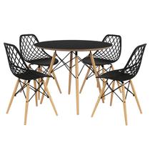 Conjunto Sala Jantar Moderno Mesa Eames 90cm Preta e 4 Cadeiras Kaila DSW Polipropileno Eventos Escritórios e Cozinhas Conjunto Sala Jantar Moderno Mesa Eames 90cm Preta e 4 Cadeiras Kaila DSW Polipropileno Eventos Escritórios e Cozinhas