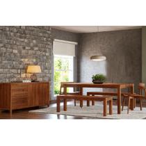 Conjunto Sala Jantar Nature: Balcão Buffet, Mesa, Banco e Cadeiras Rústico Escuro Madeira Pinus Conjunto Sala Jantar Nature: Balcão Buffet, Mesa, Banco e Cadeiras Rústico Escuro Madeira Pinus