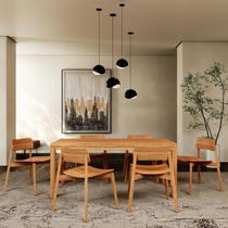 Conjunto Sala Jantar Nature: Mesa com 6 Cadeiras Rústico Claro Madeira Pinus