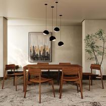 Conjunto Sala Jantar Nature: Mesa com 6 Cadeiras Rústico Escuro Madeira Pinus