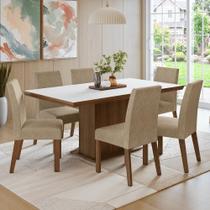 Conjunto Sala Jantar Tampo Madeira 6 Cadeiras Grasse Madesa Conjunto Sala Jantar Tampo Madeira 6 Cadeiras Grasse Madesa