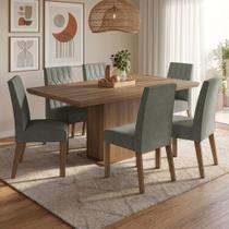 Conjunto Sala Jantar Tampo Madeira 6 Cadeiras Luso Madesa Conjunto Sala Jantar Tampo Madeira 6 Cadeiras Luso Madesa