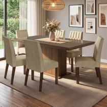 Conjunto Sala Jantar Tampo Vidro 6 Cadeiras Dinan Madesa