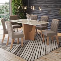 Conjunto Sala Jantar Vértice 160cm Canto Reto com Vidro 6 Cadeiras Vértice Conjunto Sala Jantar Vértice 160cm Canto Reto com Vidro 6 Cadeiras Vértice