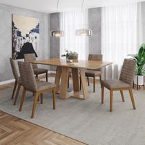 Conjunto Sala Mesa Lins 160cm com Vidro 06 Cadeiras Elena