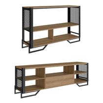 Conjunto Sala Rack e Aparador Industrial Mel Conjunto Sala Rack e Aparador Industrial Mel