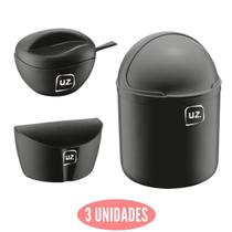 Conjunto Saleiro, Açucareiro e Lixeira Gourmet Preto UZ