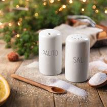 Conjunto Saleiro e paliteiro de mesa Decorado