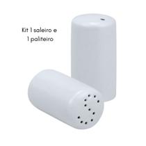 Conjunto Saleiro E Paliteiro De Porcelana Branca Mesa